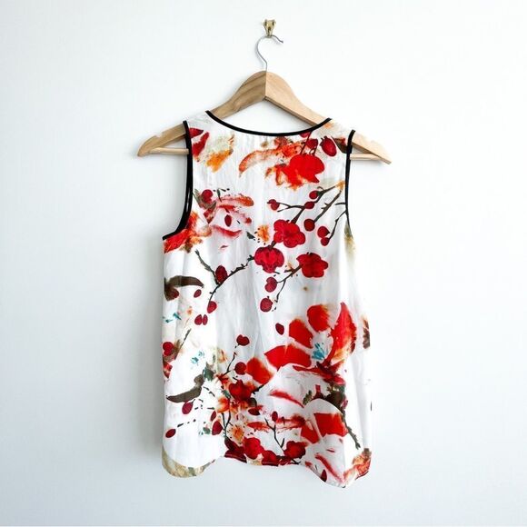 BB Dakota Floral Sleeveless Button Up Blouse Pleated High-Low Hem Women's S - Picture 2 of 8
